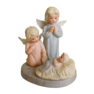 Lefton Angels & Baby Jesus Nativity Scene Figurine - VTG Christopher Collection